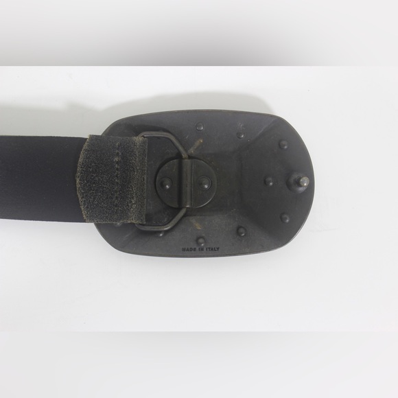 Distressed Black Leather Belt with Black Rhinestone Sparkly Large Buckle - Picture 6 of 10